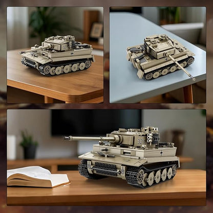 Reobrix Tiger I Tank Building Block Set for AdultWW2 Military German Tank Model SetWorld of Tanks Authorized Products 77031Army Toys Building KitIdeal Gift for Boys Age 14+1138 PCS