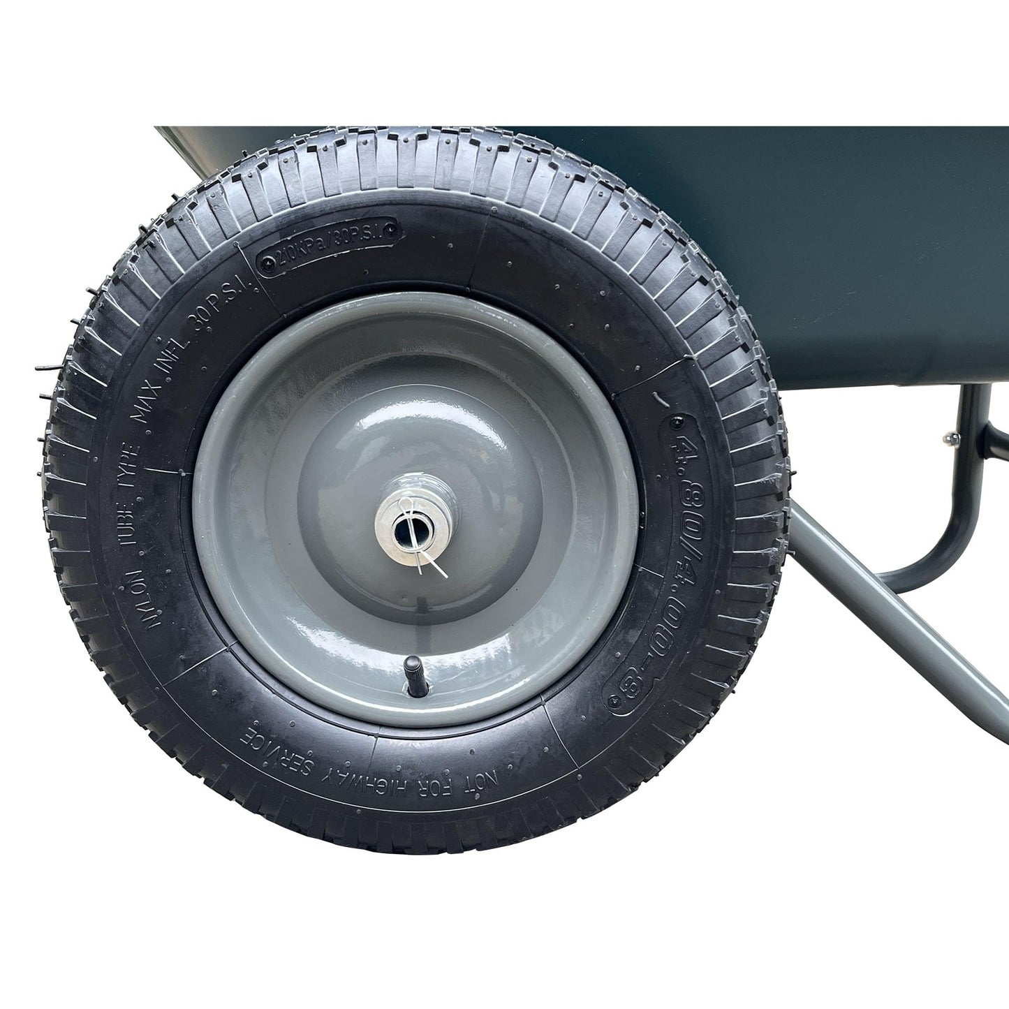 GarveeLife Garden Wheelbarrow Cart, Heavy-Duty Utility with Dual Wheels, Built-in Stand, Ideal for Home, Yard, and Garden - Green