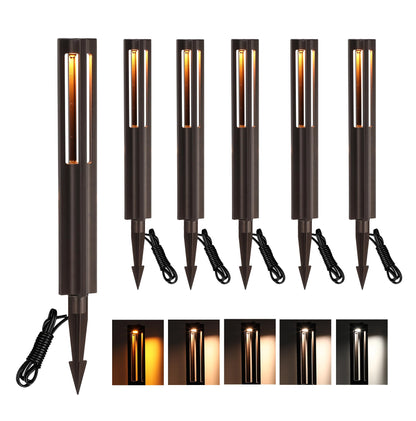 [6 Pack] CLOUDY BAY Low Voltage Path Lights,12-24V 3W LED Landscape Pathway Lights,1800K/2700K/3000K/4000K/5000K Outdoor Landscape Lighting for Driveway,Aluminum