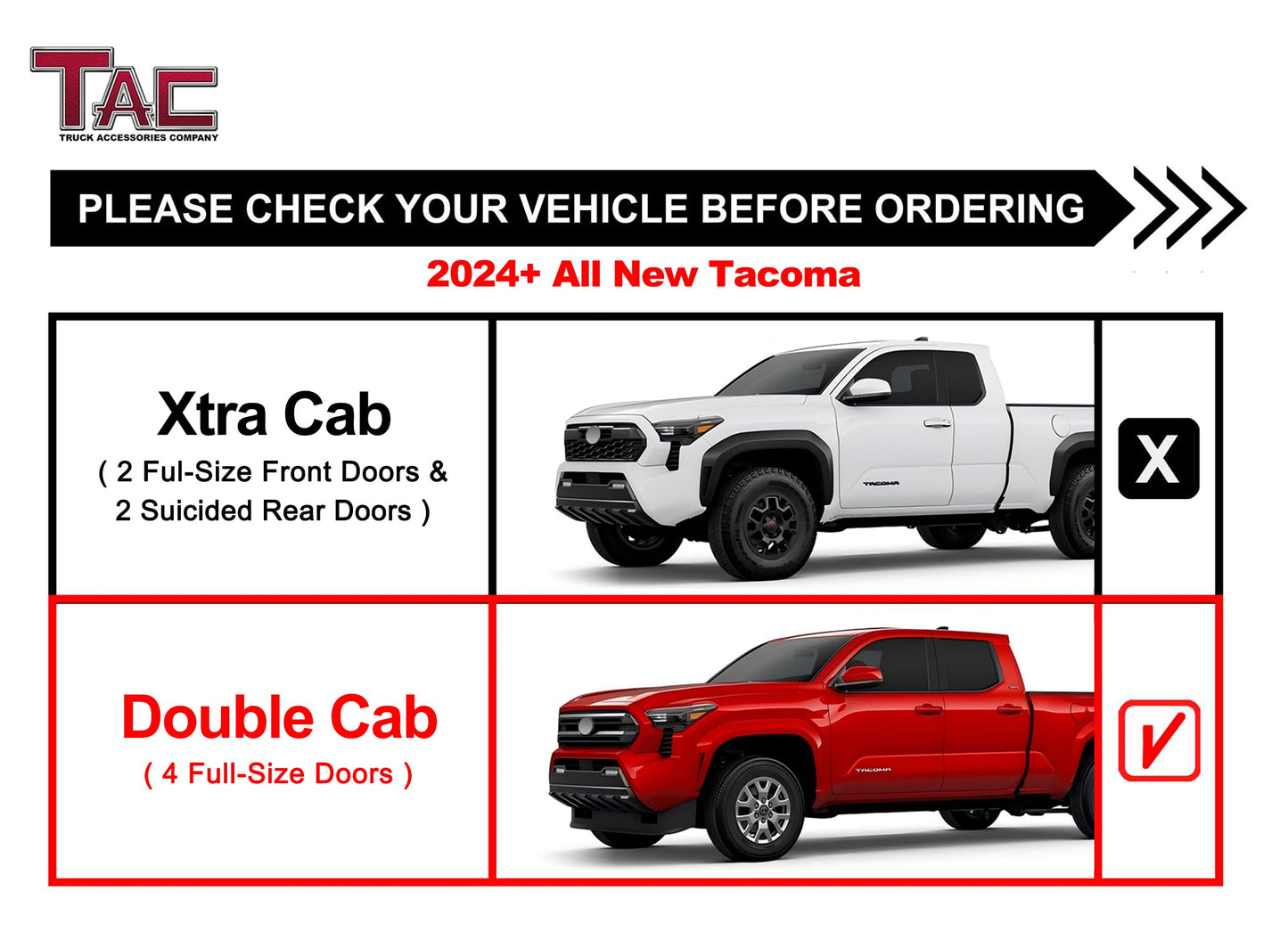 TAC Roof Rack Compatible with 2024-2026 Tacoma Double Cab Truck Cross Bar Cargo Canoe Bike Kayak Snowboard Luggage Upper Storage Carrier Truck Outdoors Gear