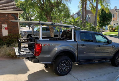 OUTPRIZE Non-Drilling Aluminum Truck Rack, Heavy Duty Width and Height Extendable Truck Bed Ladder Rack, Fit for Max 66" Wide Truck Bed, 600 lb. Capacity
