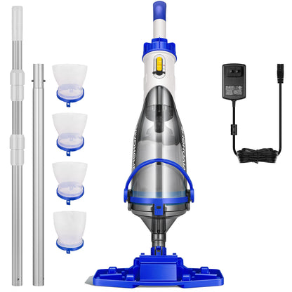 VIVOHOME Handheld Pool Vacuum 1110GPH Suction Cordless Pool Cleaner 40W Powerful Motor Long-Run 60min Battery, Adjustable 9.12FT Pole for Above Ground & In-Ground Pools, Spas - Blue