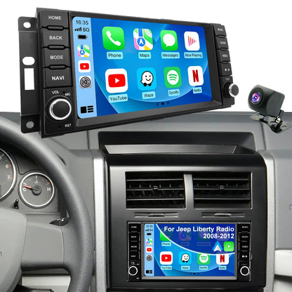 5G WiFi Upgrade Car Radio for Jeep Liberty 2008-2012, Dodge Grand Caravan 2008-2020, Chrysler Town & Country 2008-2016, 7 Inch Wireless Carplay Android Auto Touch Screen Stereo, GPS BT FM SWC Camera