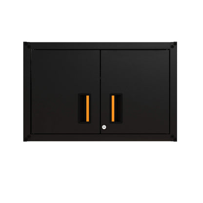 itbe Ready-to-Assemble Floating Garage Storage Cabinet - Wall Mount Garage Cabinet w/Lockable 2 Doors, 44 lbs Shelf Capacity, Removable Shelf, Small Steel Metal Cabinet(Black)