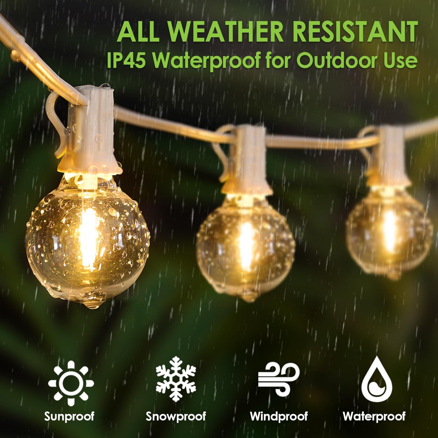 Mlambert 300Ft(3x100Ft) LED Outdoor String Lights Dimmable Waterproof G40 Globe Patio Lights with 150+7 Warm White Bulbs for Bistro Outside-White Cord