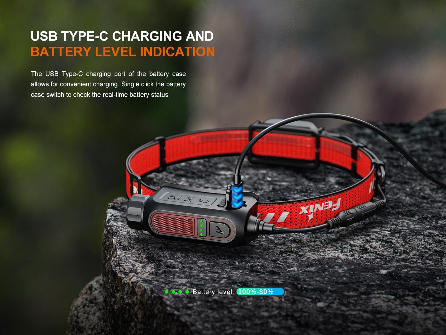 Fenix HP12R-T 1300 Lumen Rechargeable Running Headlamp – Split Power Design, White/Neutral White/Red Light Modes with Lumentac Organizer (Red)