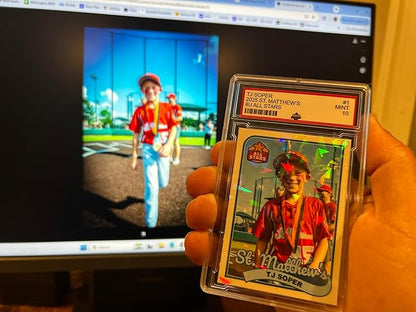 Custom Baseball Cards Personalized Trading Card in PSA Style Holder Holographic Finish + Velvet Bag + Stand Customized Gifts for Baseball Fans or Players