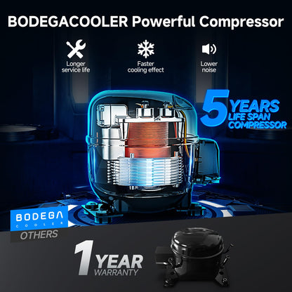 BODEGACOOLER 12 Volt Car Refrigerator, 100 Quart Portable Freezer, Car Fridge Dual Zone WIFI APP Control, -4℉-68℉ Cooler, 12/24V DC and 100-240V AC, for Travel, Camping, Outdoor,RV, black