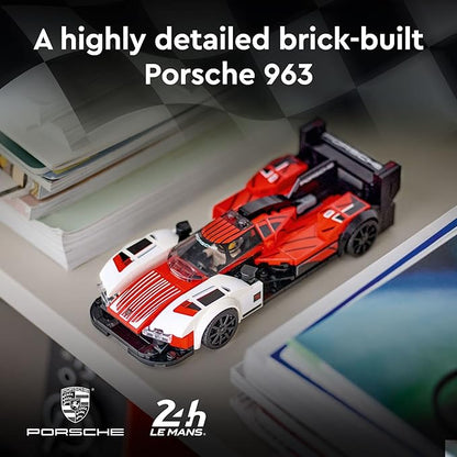 LEGO Speed Champions Porsche 963 76916 Model Car Building Kit Racing Vehicle Toy for Kids 2023 Collectible Set with Driver Minifigure