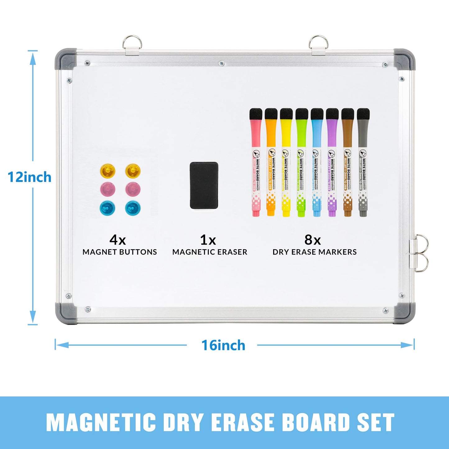 LUCYCAZ Weekly Dry Erase Board, 16" x 12" Magnetic Dry Erase Board for Wall, Hanging Double-Sided to Do List Whiteboard, Small Weekly Planning Board for School, Home, Office