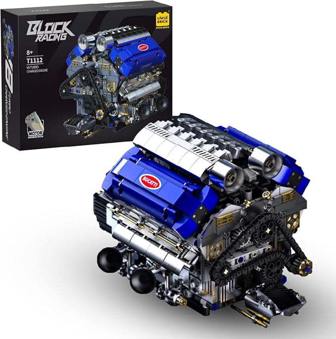 V8 Engine Model Kit That Runs Motorized Engine Building Set for Adults Working Visible Engine with Chain &amp Cylinder Linkage STEM Mechanical Building Toy Gift for Car Enthusiasts