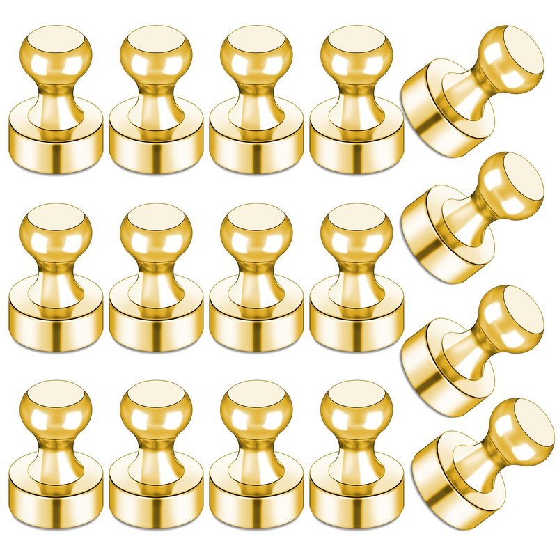 LOVIMAG Fridge Magnets 16Pcs Refrigerator Whiteboard Small Strong Magnet Classroom Kitchen Accessories Decorative Locker Set Decor Must Haves Office Calendar Refrigerador Magnetic Cute Crafts Gold
