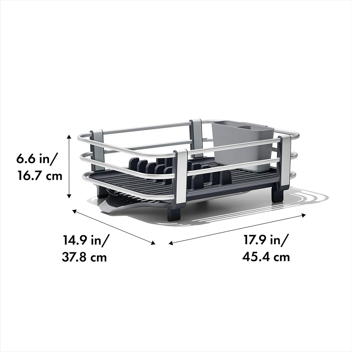 OXO Good Grips Dish Rack - Rustproof Aluminum Design for Efficient Drying | Space-Saving Size
