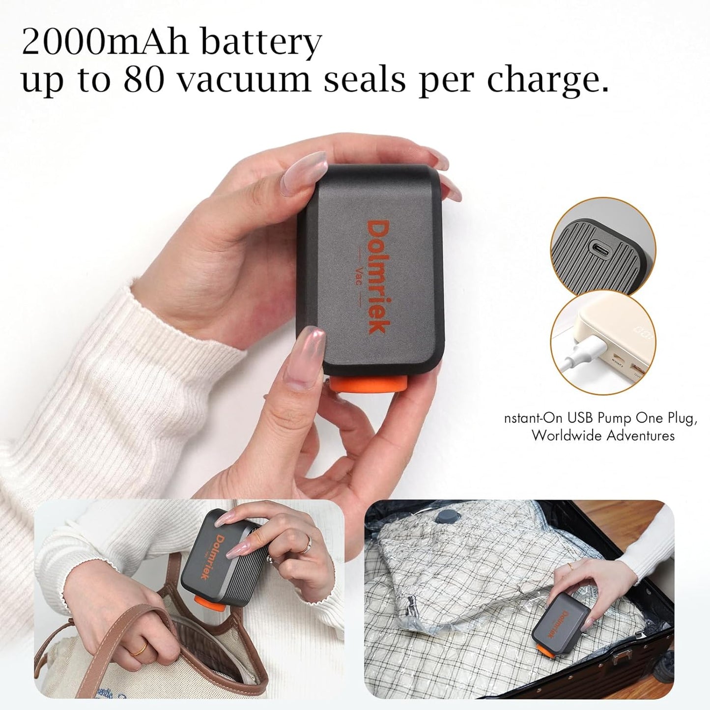 Travel Vacuum Storage Bags - 15 Pack Compression Seal Bags with USB Electric Pump | Space Saver for Clothes