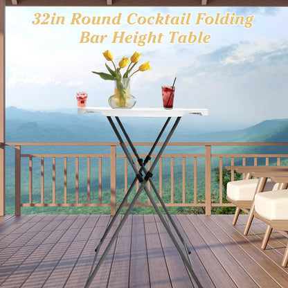 HEPINGONHE Folding 2-Pack 32in Bar Table Round Foldable Cocktail Table for Indoor and Outdoor Use Compact Design Portable Ideal for Parties Events Dining and Gatherings