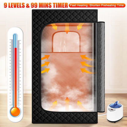 X-Vcak Portable Steam Sauna Tent for Home, Steam Sauna for Home with Steamer, 9 Temp Levels & 99 Min Timer, 5-Layer Waterproof Insulated, Folding Chair