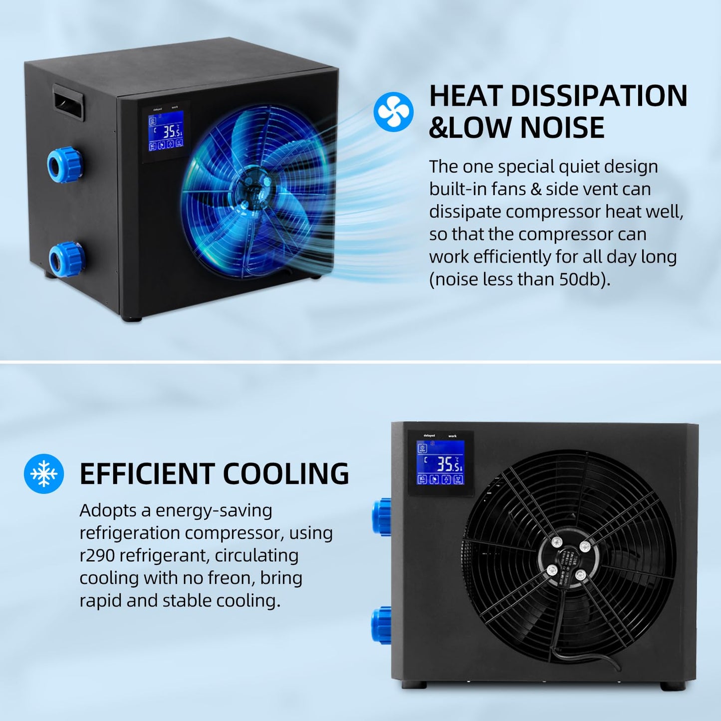 Ice Bath Water Chiller for Cold Plunge Tubs, 1.0HP Water Chiller Machine, Hydroponic Cooling System, Fish Tank Chiller with Upgraded LED Display