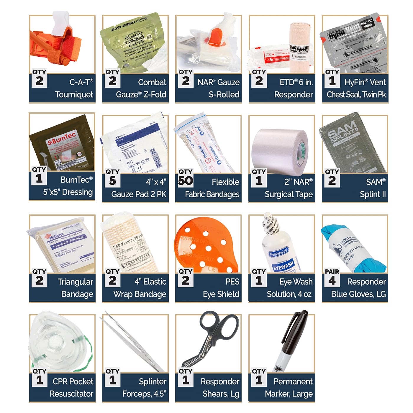 North American Rescue Range Trauma Kit (Hard Case) NAR First Aid Combat Gauze and C-A-T Tourniquet for Shooting Ranges, Firearms, Training, Hunters, NRA, Gun Safety (80-1907)