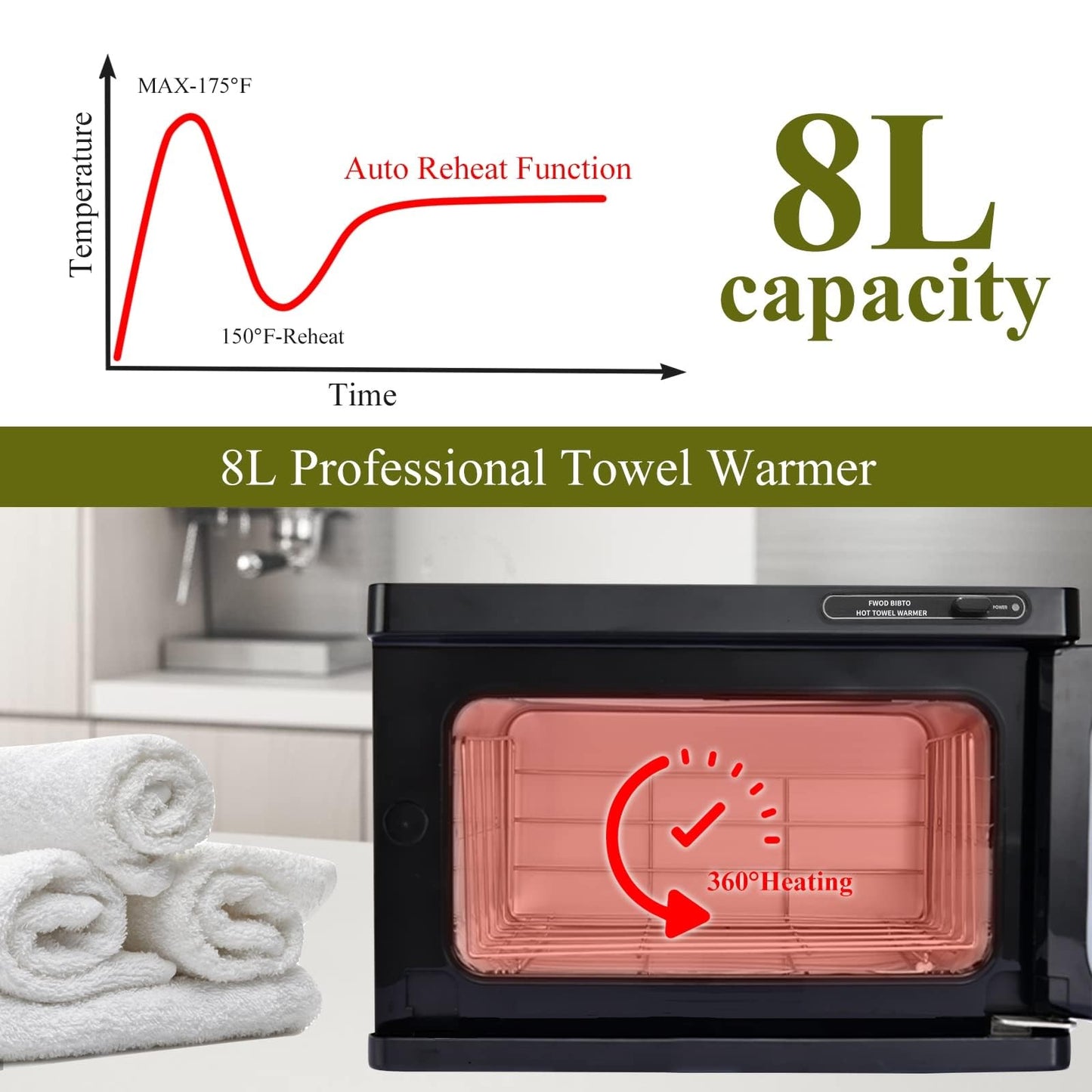 Hot Towel Warmer, 8L Towel Warmer Spa, Towel Warmer for Facials, Professional Towel Warmer, Small Towel Warmer Cabinet, Suitable for Spa, Salon, Barbershop, Esthetician…