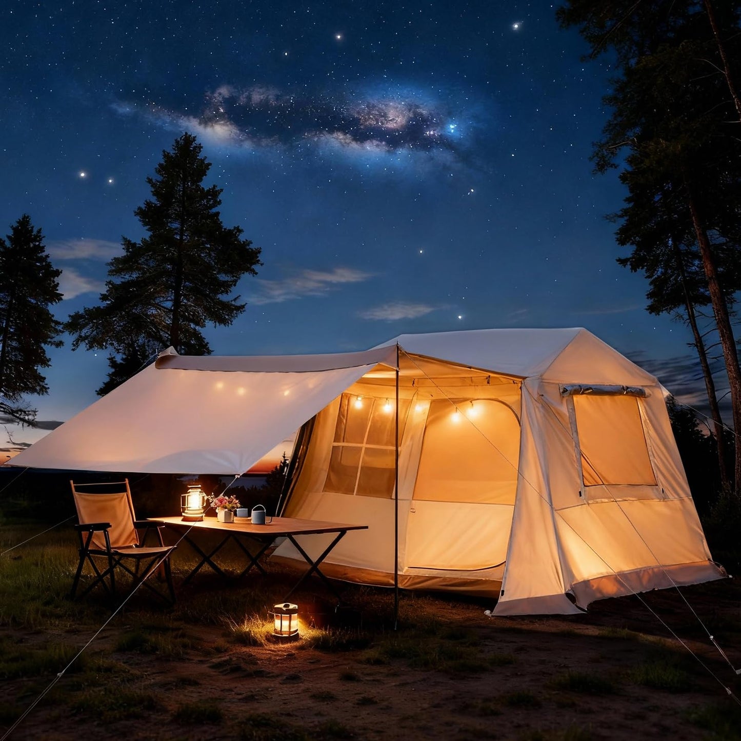 YOLENY 4 Person Instant Cabin Tent, Blackout Camping Tent with Vestibule, Rainfly & Canopy, Waterproof for Family Car Camping
