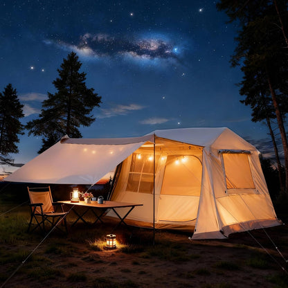 YOLENY 4 Person Instant Cabin Tent, Blackout Camping Tent with Vestibule, Rainfly & Canopy, Waterproof for Family Car Camping