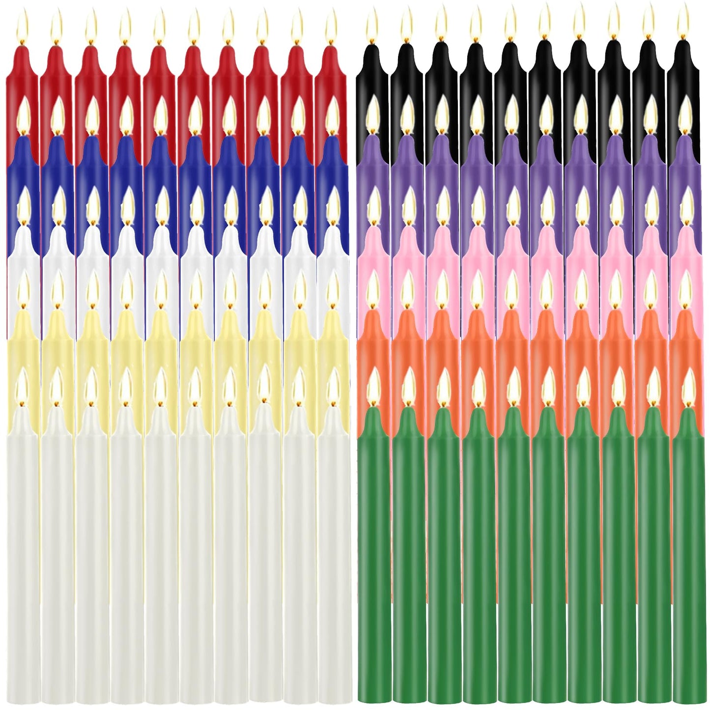 100 Pack Multicolor Spell Chime Candles – Premium Mini Unscented Taper Candles for Rituals, Prayer, Meditation, Altar, Spells – 4" Tall – Ideal for Witches & Spiritual Practices