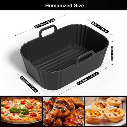 PINTAUR Silicone Air Fryer Liners 2 Pack, Reusable Liners Compatible for Ninja Foodi DZ201, DZ401, DZ550, COSORI, Chefman, Instant Air Fryer, and 6-in-1 8-10QT AirFryer Baskets