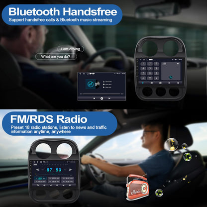 2G+64G Android 13 Car Stereo Radio for Jeep Compass Patriot 2010-2016 with Wireless CarPlay Android Auto, 10.1” Touchscreen Car Radio with Bluetooth, GPS Navigation, WiFi, FM, HD Backup Camera