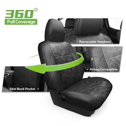 Car Seat Covers Fit for Toyota Tacoma 2016-2023,Full Coverage Faux Leather Car Seat Covers Full Set,Custom Waterproof Breathable Car Seat Protector Front Seat and Back Seat Covers for Cars(Black)