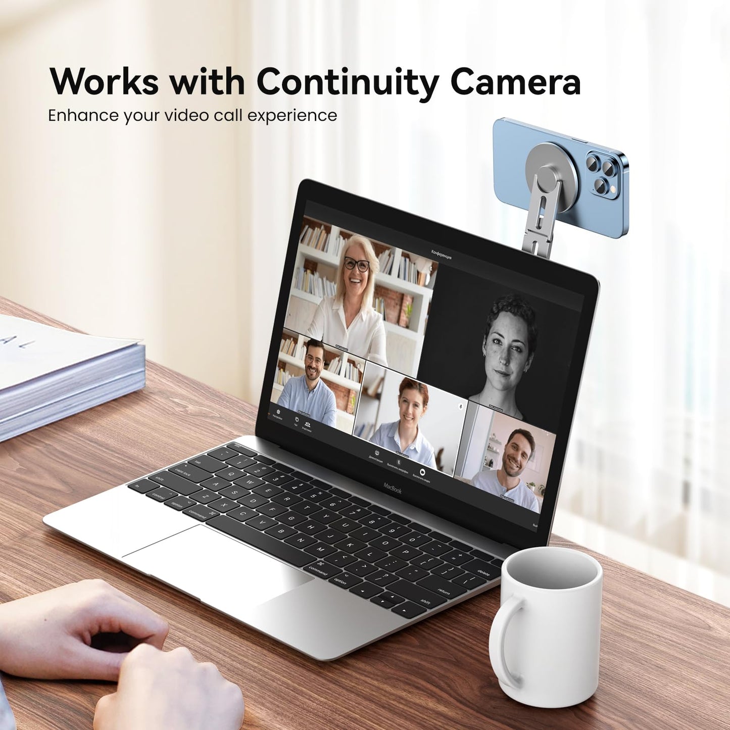 Magnetic Phone Holder for Laptop for MagSafe for iPhone 17/16/15/14/13/12 & All Phones, 180°Adjustable Phone Side Mount for Computer Monitor for Tesla, Desktop Cell Phone Bracket, Gray