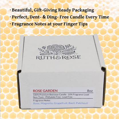 RUTH & ROSE Cedar Noir Scented Candle, 100% Beeswax Candle for Home, 8oz, +65 Hours Burn Time, Aromatherapy Non Toxic Candles, Gift for Women & Men, Made in USA, Perfect for Travel or Gifting