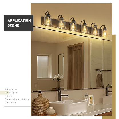 zeyu 6-Light Bathroom Vanity Lights, Oil Rubbed Bronze, Clear Glass Shade, Model ZSL72B-6W ORB, 44 Inch Farmhouse Style