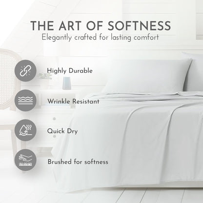 Linen Closet Luxury Cotton Blend 3-Piece Sheet Set, Twin XL, Light Gray