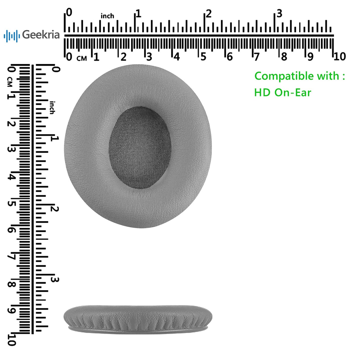 Geekria Replacement Ear Pads for Beats Solo HD On-Ear Headphones Ear Cushions (Not Compatible with Other Headphone Models), Repair Parts (Grey)