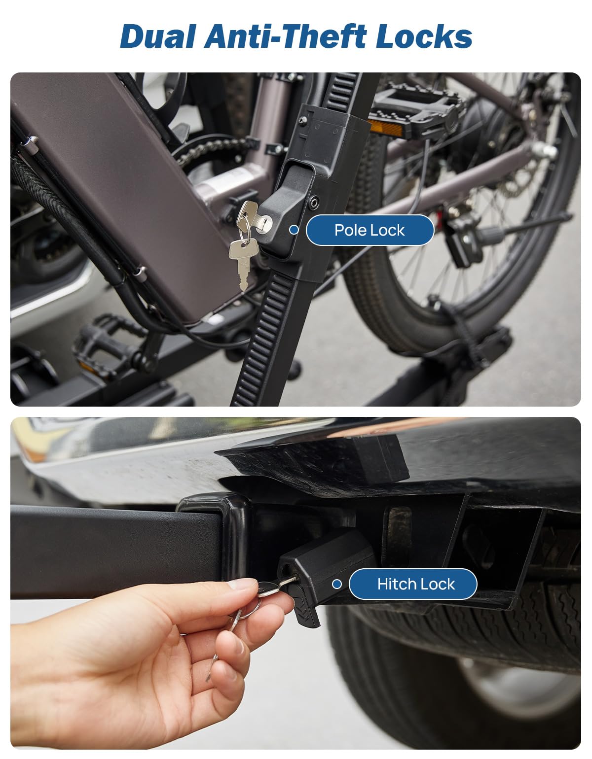 JOYTUTUS Hitch EBike Rack with Ramp for 2 E-Bikes, 200 LBS Capacity Electric Bike Rack for Cars SUVs Trucks, Easy Tilting Foldable Bike Carrier Platform Mount for 2" Receiver, Fits up to 5" Fat Tire