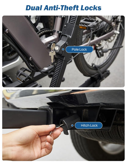 JOYTUTUS Hitch EBike Rack with Ramp for 2 E-Bikes, 200 LBS Capacity Electric Bike Rack for Cars SUVs Trucks, Easy Tilting Foldable Bike Carrier Platform Mount for 2" Receiver, Fits up to 5" Fat Tire