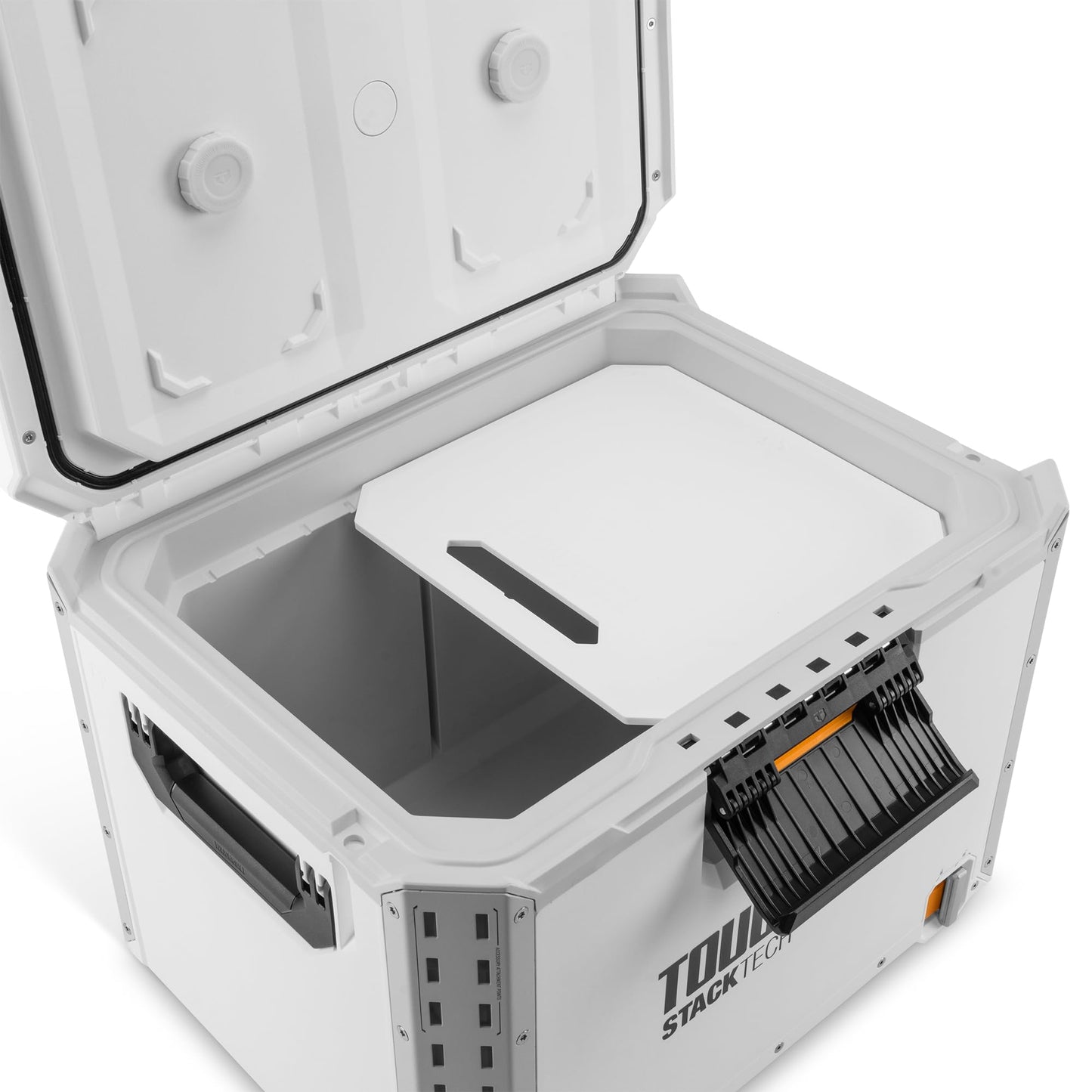 ToughBuilt XL Cooler, Stackable 38 Quart Hard Shell Chest for StackTech Boxes and Totes, White