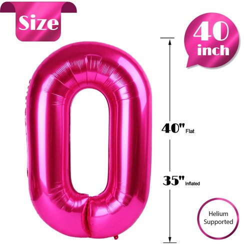 Hot Pink Number 22 Balloons 40 inch, 22 Number Balloons, 22nd Birthday Decorations, 22 Year Old Women Hot Pink Party Supplies
