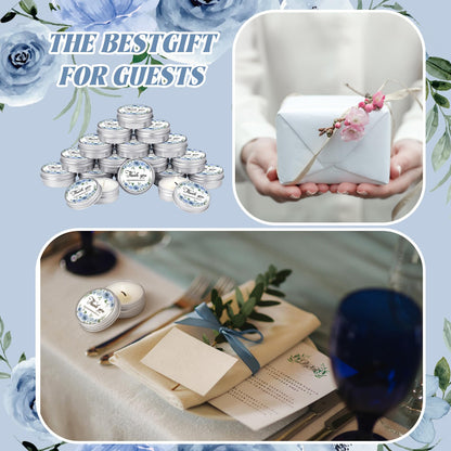 MTLEE 50 Pcs Wedding Candles Gift Favors for Guests 1 Oz Lavender Scented Soy Wax Aromatherapy Candle Favors for Bridal Shower Rustic Wedding Party Guests(Blue Flowers)