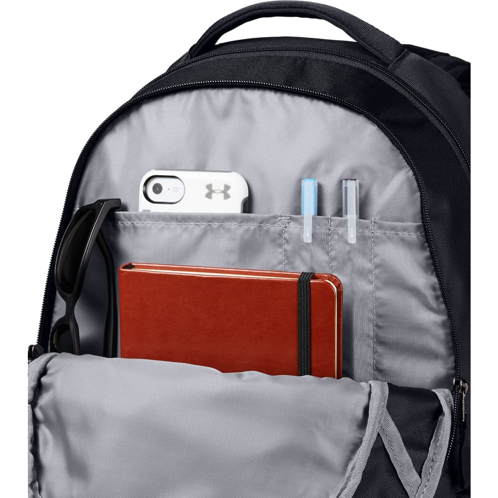 Under Armour Unisex-Adult Hustle 5.0 Backpack , Black (001)/Silver , One Size Fits All