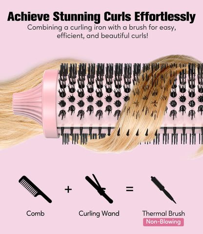 Terviiix Thermal Brush Get Voluminous Style, Quick Heating Hot Brush, Ceramic Tourmaline Ionic Heated Curling Iron, Digital Display 9 Temperatures Curling Wand, Dual Voltage, 1.5 Inch