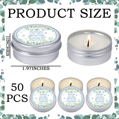 MTLEE 50 Pcs Greenery Baby Shower Scented Candles for Boy Gift Travel Tin Candle Aromatherapy Candle Favors for Winter Baby Shower Favors Wedding Gifts, Compound Scent Essential Oil