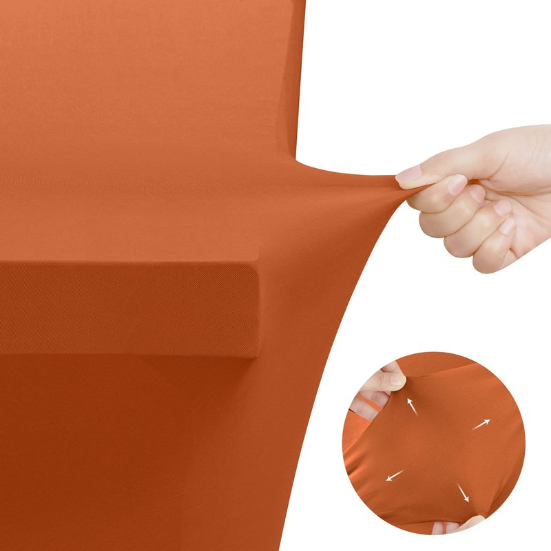 Utopia Kitchen Spandex Tablecloth 10 Pack [6FT, Orange] Tight, Fitted, Washable and Wrinkle Resistant Stretch Table Cloth Rectangle Cover for Trade Show, Weddings & Parties [72Lx30Wx30H Inch]