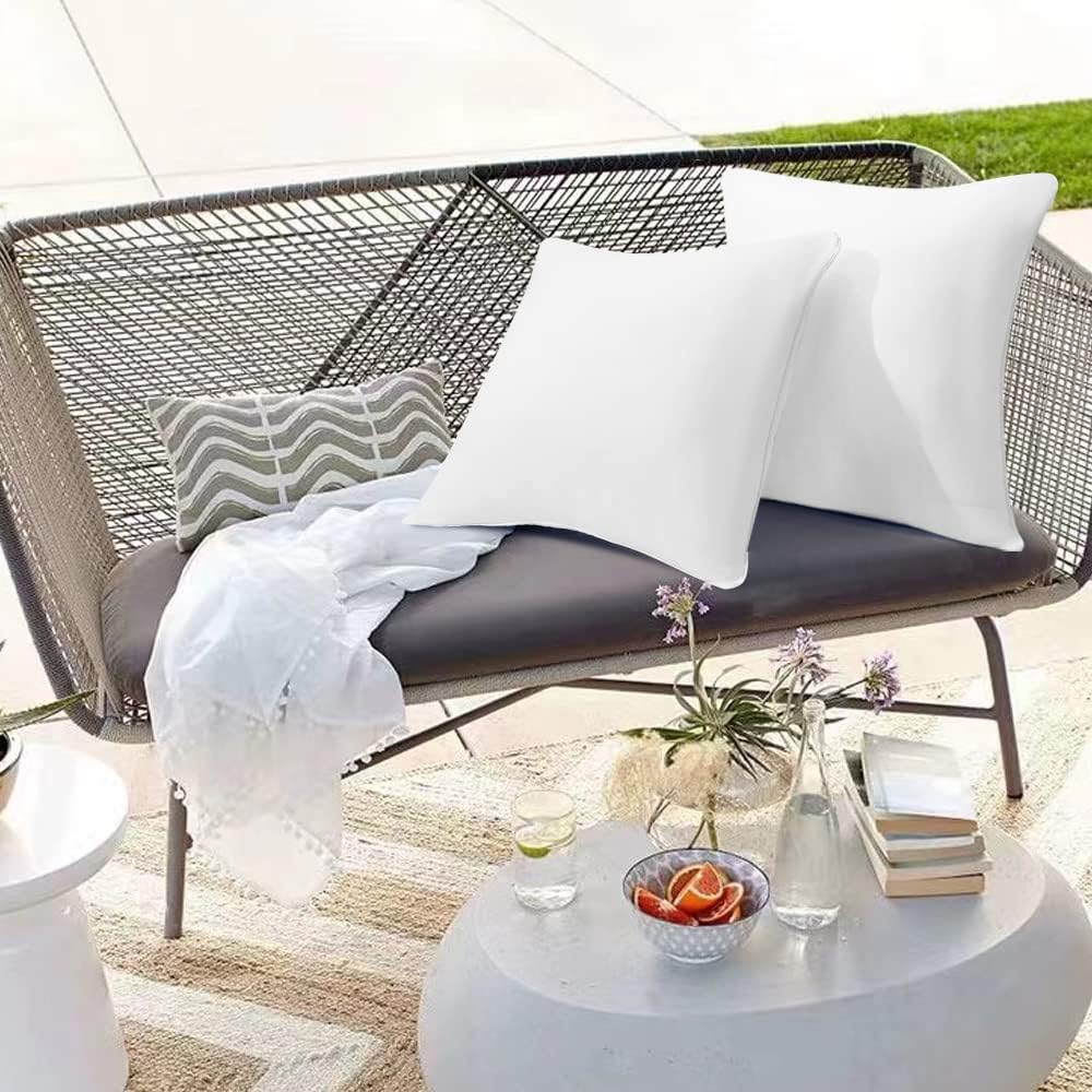 Skiennix 12 x 20 Outdoor Throw Pillow Inserts - Waterproof Rectangle Lumbar Cushions | Set of 2