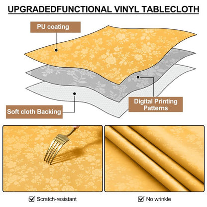 Smiry Rectangle Table Cloth, Waterproof Heavy Duty Vinyl Tablecloths, Wipeable Washable Table Cover for Kitchen and Dining Room (Mustard Yellow, 60" X 120")