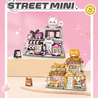Mini City Shop Street View Building Blocks Model SetSimulation Animals Architecture Collection Particle Construction Building Bricks ToyHome Decoration (Cat Grooming Room)