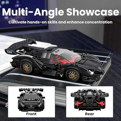 Mould King Super Sports Car Building Set with Display Case 355 Piece Race Car Model Construction Toy for Kids Ages 8+ and Adults Collectible Vehicle Building Blocks Kit