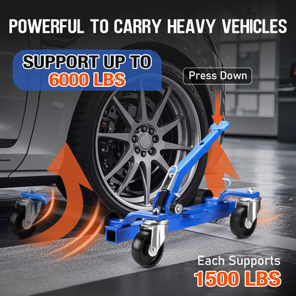 Car Dolly Set of 4, 6000 LBS Capacity Car Wheel Dolly with Tire Jack, Car Dollies for Vehicle Positioning & Auto Repair Moving