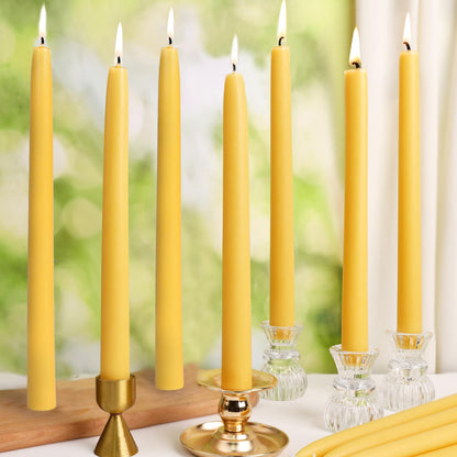 12 Inch Beeswax Taper Candles, 12 Pack Natural Beeswax Candlesticks 12 Hour Extra-Long Burning Time Tapered Beeswax Candle Sticks Smokeless Unscented Emergency Candles Bees Wax Candle for Home Prayer