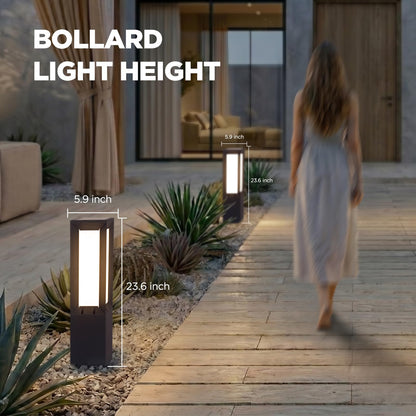 Linkmoon Solar Pathway Lights Outdoor, 23.6" Landscape Path Lights, IP65 Waterproof Bollard Light, Dusk to Dawn Solar Lamp Path Light, 3000K Commercial Pathway Lighting for Driveway Walkway Lawn Patio